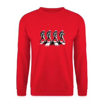 Wandelnde Astronauten Weltraumforschung - Unisex Pullover - Rot - Vorne - Alina (178cm) & Michal (187cm)