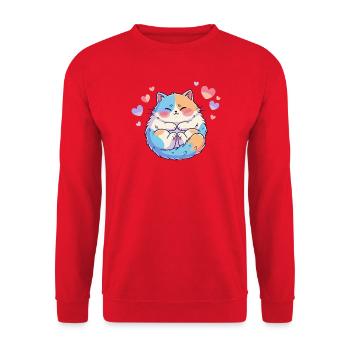 Pastel Kitten Cuddly Heart - Unisex Sweatshirt - red - Front - Alina (178cm) & Michal (187cm)