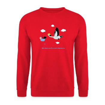 Alle Gute zum Feuerwehrnachwuchs - Buben - Unisex Pullover - Rot - Vorne - Alina (178cm) & Michal (187cm)