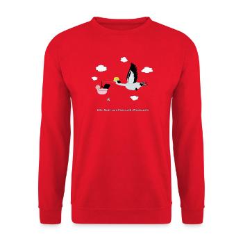 Alles Gute zum Feuerwehr Nachwuchs - Mädchen - Unisex Pullover - Rot - Vorne - Alina (178cm) & Michal (187cm)