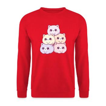 Pastel cats bunch cuddly happy - Unisex Sweatshirt - red - Front - Alina (178cm) & Michal (187cm)