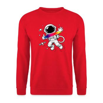 Astronaut Rainbow Splash Space Design - Unisex Sweatshirt - red - Front - Alina (178cm) & Michal (187cm)