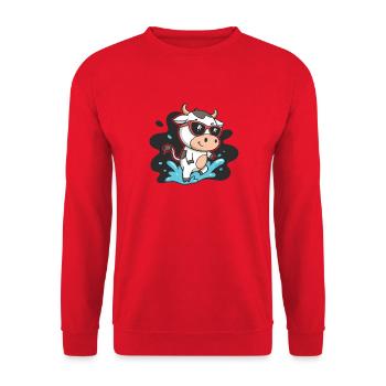 Cow Surfer Sonne und Brille - Unisex Pullover - Rot - Vorne - Alina (178cm) & Michal (187cm)