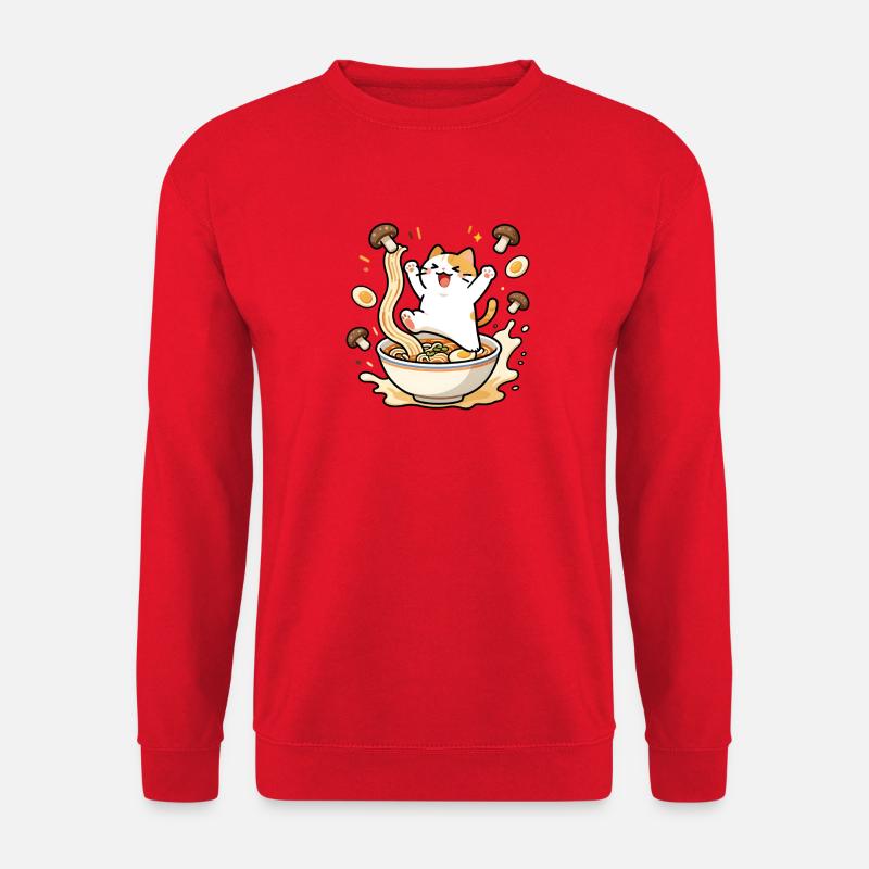 Glückliche Ramen-Katze - Unisex Pullover - Rot