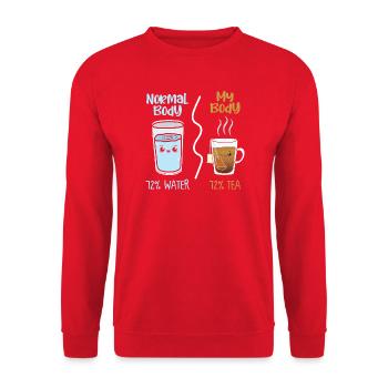 Wasser gegen Tee Kawaii Getränkeduell - Unisex Pullover - Rot - Vorne - Alina (178cm) & Michal (187cm)
