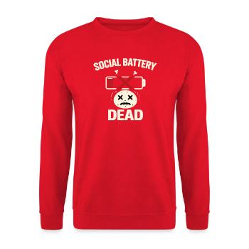 Social Battery Dead Funny Introvert Shirt - Unisex Sweatshirt - red - Front - Alina (178cm) & Michal (187cm)