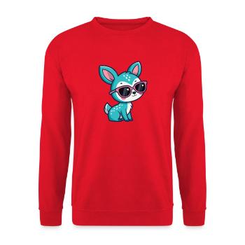 Kawaii Turquoise Doe in Pink Glasses - Unisex Sweatshirt - red - Front - Alina (178cm) & Michal (187cm)