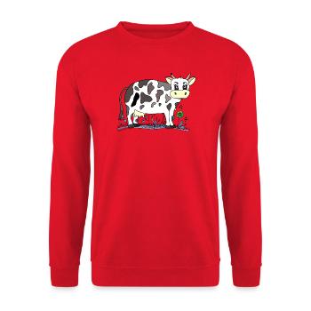 Cow - Unisex Sweatshirt - red - Front - Alina (178cm) & Michal (187cm)