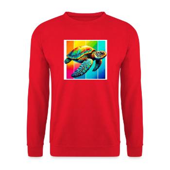 Schildkröte - Unisex Pullover - Rot - Vorne - Alina (178cm) & Michal (187cm)