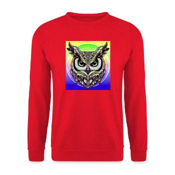 Eule - Unisex Pullover - Rot - Vorne - Alina (178cm) & Michal (187cm)