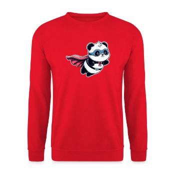 Panda Bär Helden Bärchen Superhelden Teddy - Unisex Pullover - Rot - Vorne - Alina (178cm) & Michal (187cm)