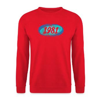 Retro 1981 - Unisex Pullover - Rot - Vorne - Alina (178cm) & Michal (187cm)