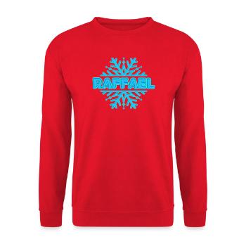 Vorname Raffael - Unisex Pullover - Rot - Vorne - Alina (178cm) & Michal (187cm)
