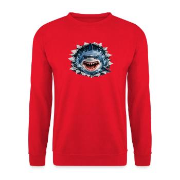 Breaking Shark Outbreak design - Unisex Sweatshirt - red - Front - Alina (178cm) & Michal (187cm)