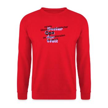 überdurchschnittlicher opa - Unisex Pullover - Rot - Vorne - Alina (178cm) & Michal (187cm)