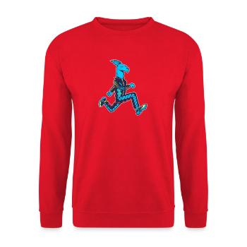 Blauer Lama-Läufer - Unisex Pullover - Rot - Vorne - Alina (178cm) & Michal (187cm)