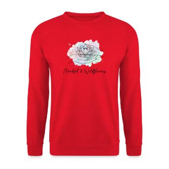 Mindset Wildflowers Blumen Boho Natur Spruch - Unisex Pullover - Rot - Vorne - Alina (178cm) & Michal (187cm)
