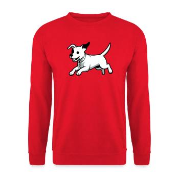 Verspielter Hund-Cartoon - Unisex Pullover - Rot - Vorne - Alina (178cm) & Michal (187cm)