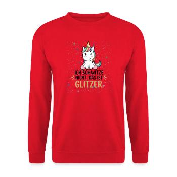 Einhorn Schwitze Nicht Das Ist Glitzer Sport Gym - Unisex Pullover - Rot - Vorne - Alina (178cm) & Michal (187cm)