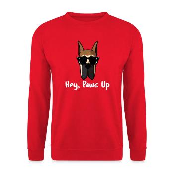 Hey Paws Up Deutsche Dogge Sonnenbrille - Unisex Pullover - Rot - Vorne - Alina (178cm) & Michal (187cm)