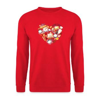 Backen Herzform Backutensilien Hobbybäcker  - Unisex Pullover - Rot - Vorne - Alina (178cm) & Michal (187cm)