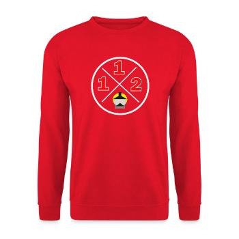 112- Logo du district - Pompiers - Sweat-shirt Unisexe - rouge - Devant - Alina (178cm) & Michal (187cm)