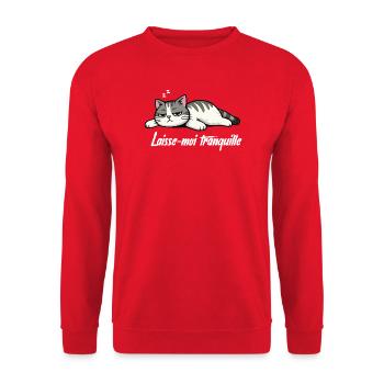 T-shirt Chat Laisse-moi tranquille drôle - Sweat-shirt Unisexe - rouge - Devant - Alina (178cm) & Michal (187cm)