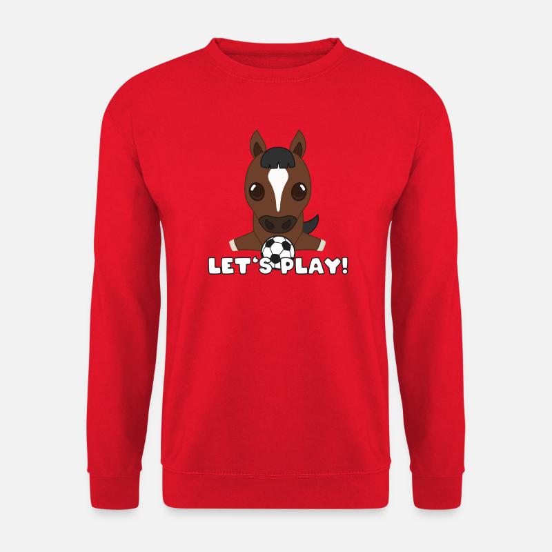 Pferd Fussball-Design: Let’s Play - Unisex Pullover - Rot