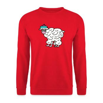 Schaf Wandern Schafe  - Unisex Pullover - Rot - Vorne - Alina (178cm) & Michal (187cm)