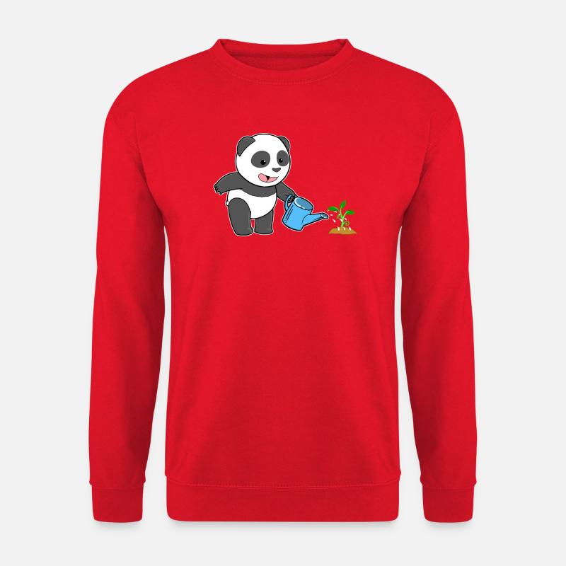 Panda Pandabär Gärtner Gießkanne - Unisex Pullover - Rot