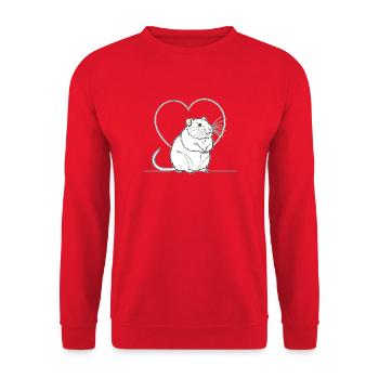 Herz-Ratte im Herzrahmen - Unisex Pullover - Rot - Vorne - Alina (178cm) & Michal (187cm)