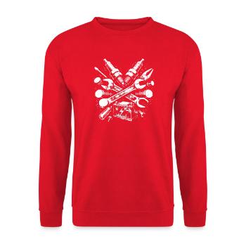 Outil mécanique Grunge Batterie de bougie d’allumage - Sweat-shirt Unisexe - rouge - Devant - Alina (178cm) & Michal (187cm)