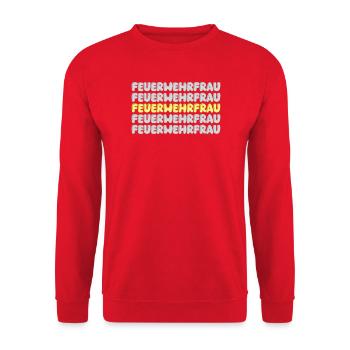 Geschenk für Feuerwehrfrau - Unisex Pullover - Rot - Vorne - Alina (178cm) & Michal (187cm)