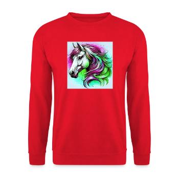 horse - Unisex Sweatshirt - red - Front - Alina (178cm) & Michal (187cm)