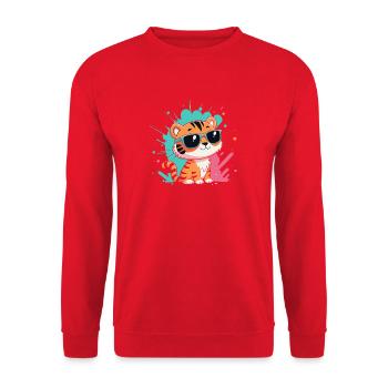 Tiger Chic bunte Sonnenbrillen - Unisex Pullover - Rot - Vorne - Alina (178cm) & Michal (187cm)