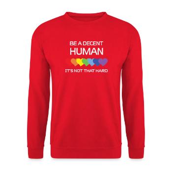 Mois de la fierté LGBTQ - Soyez une personne décente. Ce n’est pas th - Sweat-shirt Unisexe - rouge - Devant - Alina (178cm) & Michal (187cm)