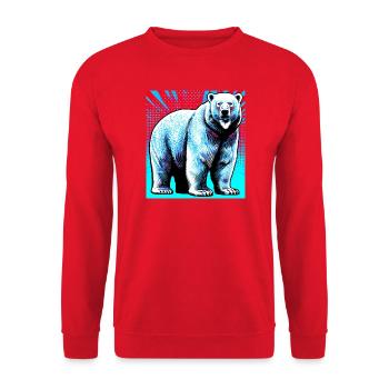 ours blanc - Sweat-shirt Unisexe - rouge - Devant - Alina (178cm) & Michal (187cm)