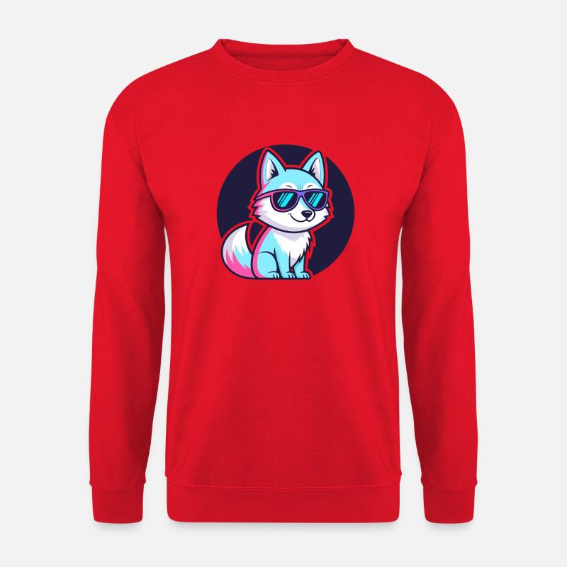 Neonfuchs mit Brille - Unisex Pullover - Rot