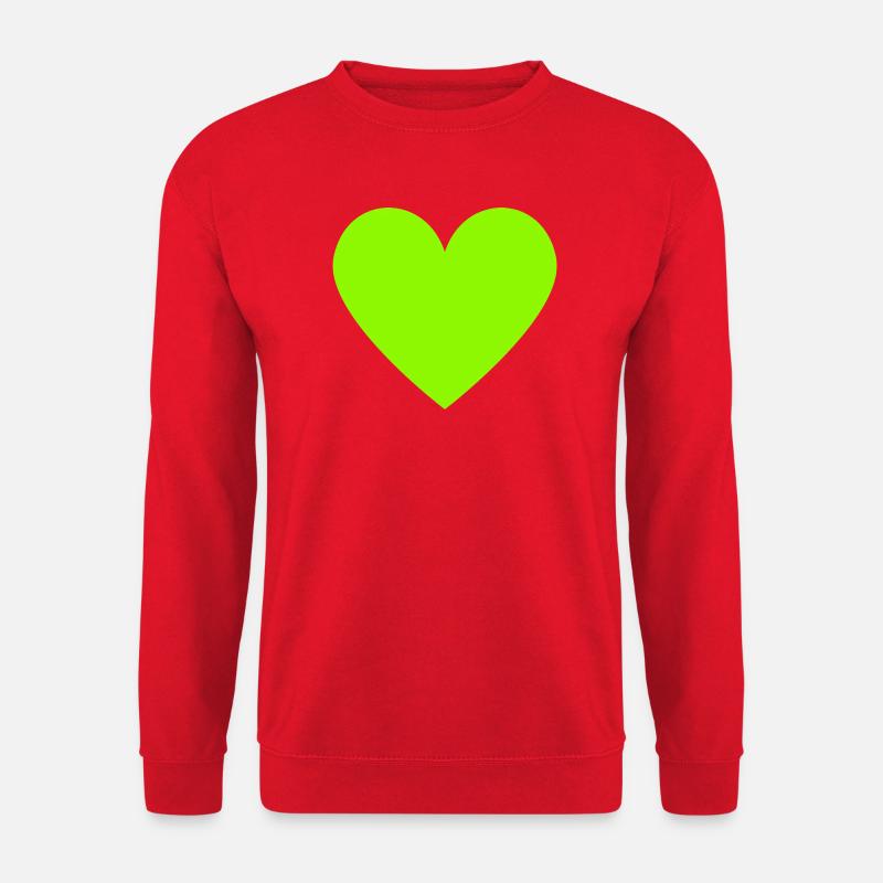 Neon Lime Herz grün retro - Unisex Pullover - Rot