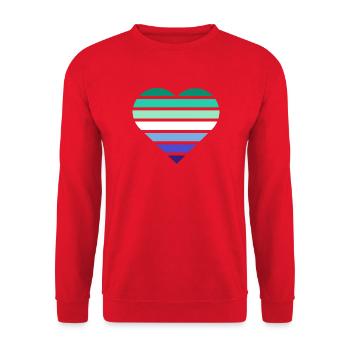 Pride Flag Heart · Gay - Unisex Pullover - Rot - Vorne - Alina (178cm) & Michal (187cm)