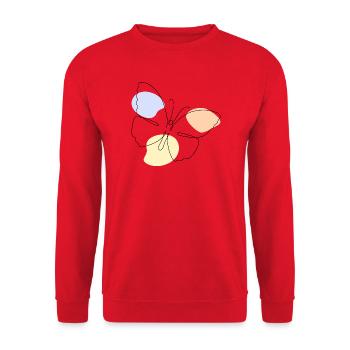 Minimal Butterfly Line Art Aesthetic Boho Shirt - Unisex Pullover - Rot - Vorne - Alina (178cm) & Michal (187cm)