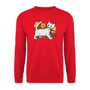 cat - Unisex Sweatshirt - red - Front - Alina (178cm) & Michal (187cm)