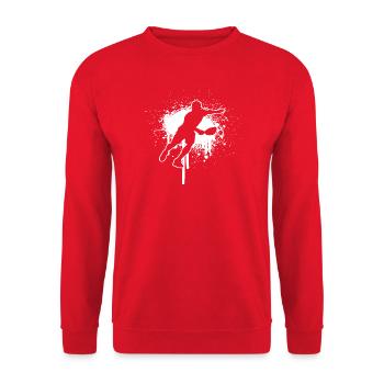 Pickleballspiel Geschenk für Pickleball Match Fans - Unisex Pullover - Rot - Vorne - Alina (178cm) & Michal (187cm)