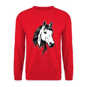 Horse Head Black & White - Unisex Sweatshirt - red - Front - Alina (178cm) & Michal (187cm)