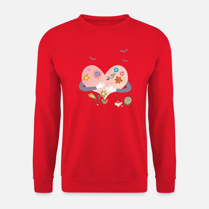 Herz mit Blumen - Unisex Pullover - Rot