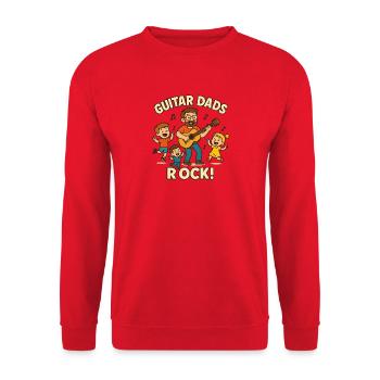 Guitar Dads Rock! Lustiges Gitarren Papa Shirt - Unisex Pullover - Rot - Vorne - Alina (178cm) & Michal (187cm)