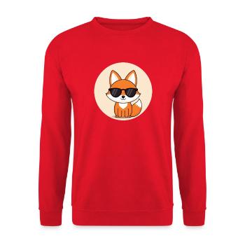 Fuchsabzeichen mit schwarzer Brille - Unisex Pullover - Rot - Vorne - Alina (178cm) & Michal (187cm)