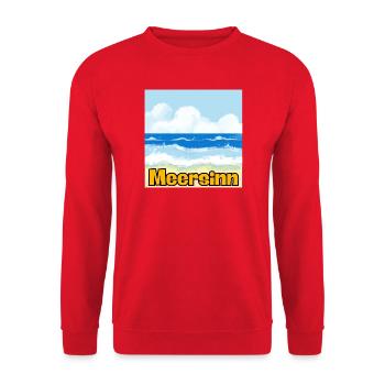 MEERSINN – STRAND, URLAUB & SONNE VIBES! 🏖️ - Unisex Pullover - Rot - Vorne - Alina (178cm) & Michal (187cm)