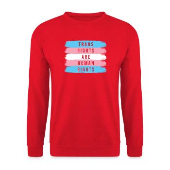 LGBTQ Pride Month - Trans Rights Are Human Rights - Unisex Sweatshirt - red - Front - Alina (178cm) & Michal (187cm)