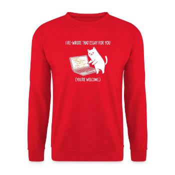 Code-Katze erklärt Aufgaben - Unisex Pullover - Rot - Vorne - Alina (178cm) & Michal (187cm)